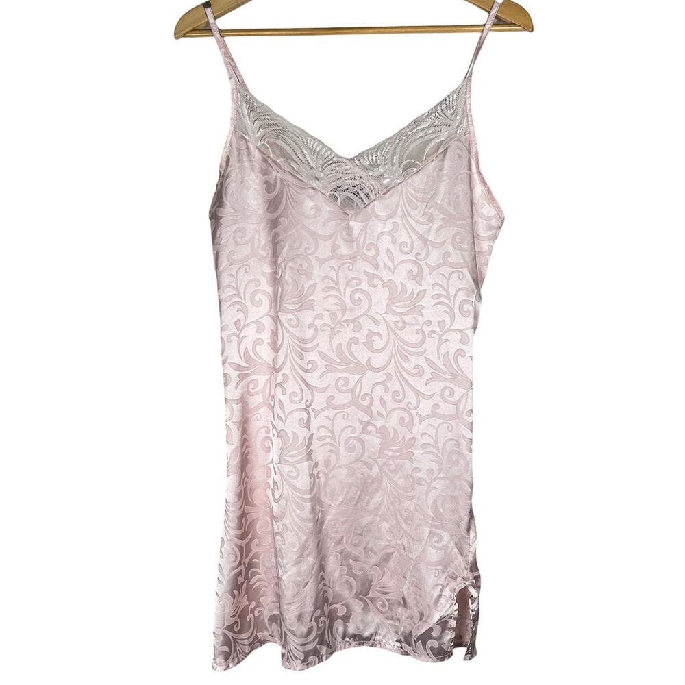 Rachel Roy Womens Satin Lace Pink Floral Camisole Slip Tank Top Medium